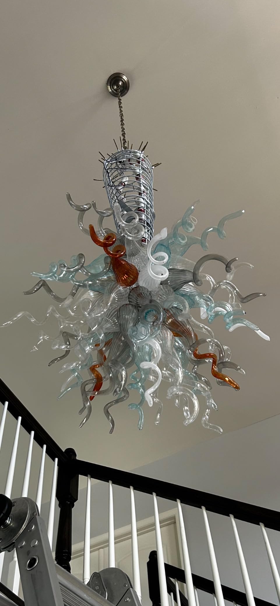 Large Chandeliers For High Ceilings Chihuly Style Chandelier (Blue And White） review Caroline Morris 03