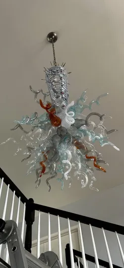 Large Chandeliers For High Ceilings Chihuly Style Chandelier (Blue And White） review Caroline Morris 04