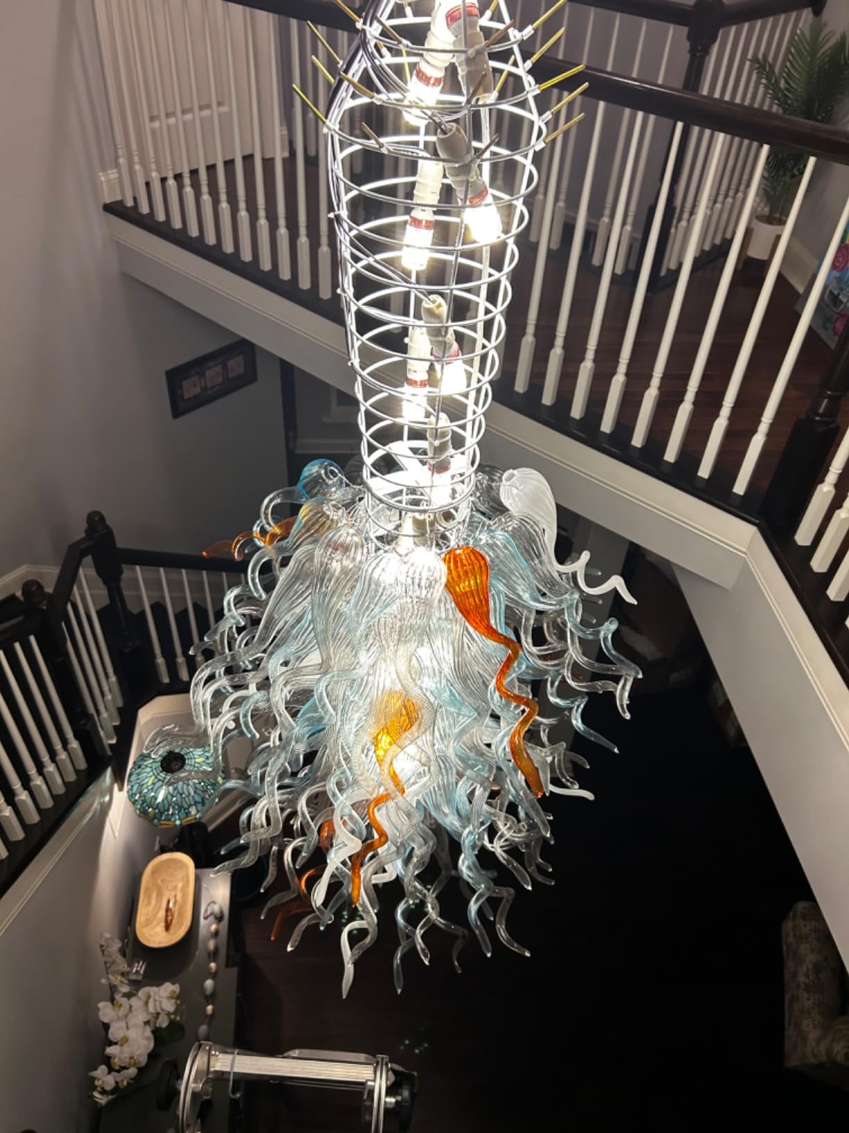 Large Chandeliers For High Ceilings Chihuly Style Chandelier (Blue And White） review Caroline Morris 02
