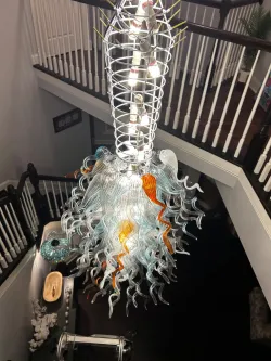 Large Chandeliers For High Ceilings Chihuly Style Chandelier (Blue And White） review Caroline Morris 03