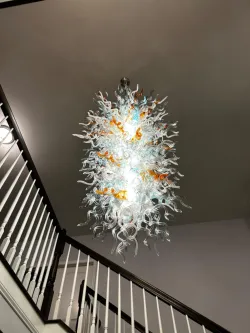 Large Chandeliers For High Ceilings Chihuly Style Chandelier (Blue And White） review Caroline Morris 05