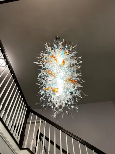 Large Chandeliers For High Ceilings Chihuly Style Chandelier (Blue And White） review Caroline Morris 05