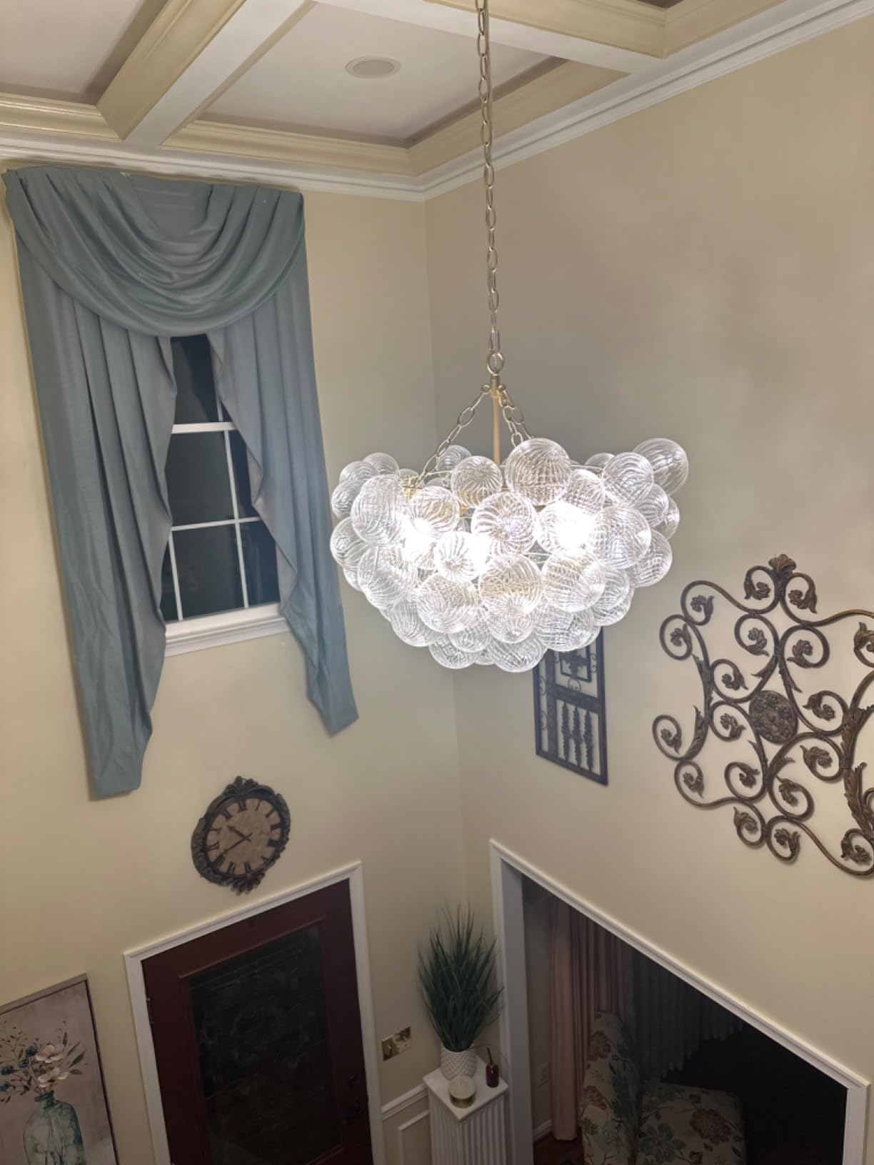 Modern Glass Bubbles Chandelier Talia Style Ribbed Clear Glass Ball review Marie Gartman