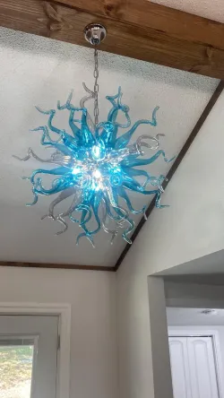 Chihuly Style Chandeliers Sputnik Pendant Light  (Blue And Grey) review Rozalyn Atherton 01