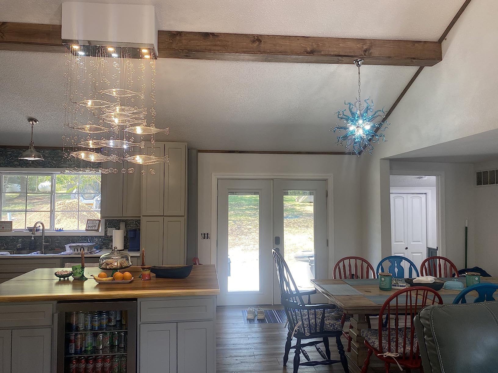 Chihuly Style Chandeliers Sputnik Pendant Light  (Blue And Grey) review Rozalyn Atherton 01