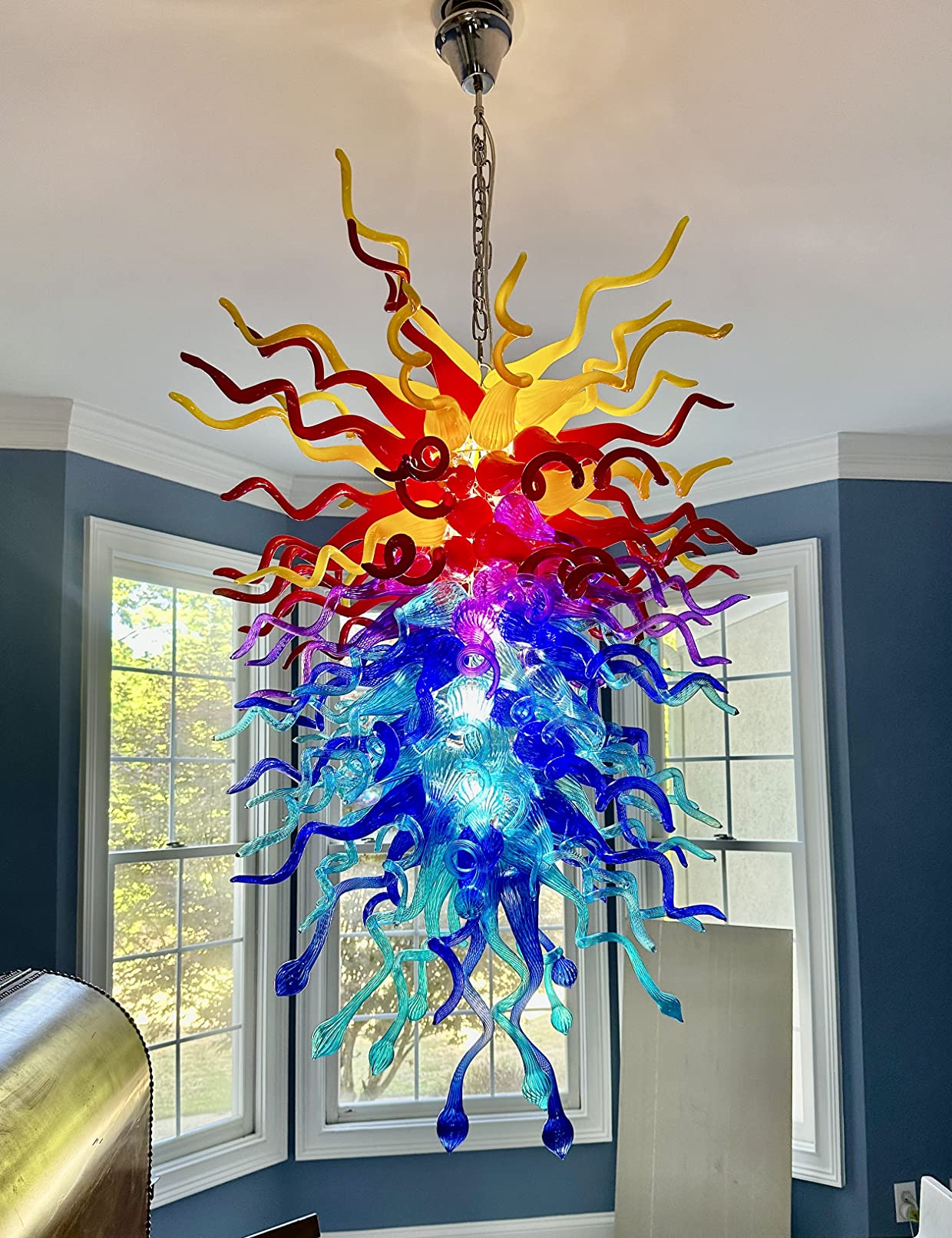 Long Chandelier For Staircase Chihuly Style Chandelier (Multi Colors) review Joyce