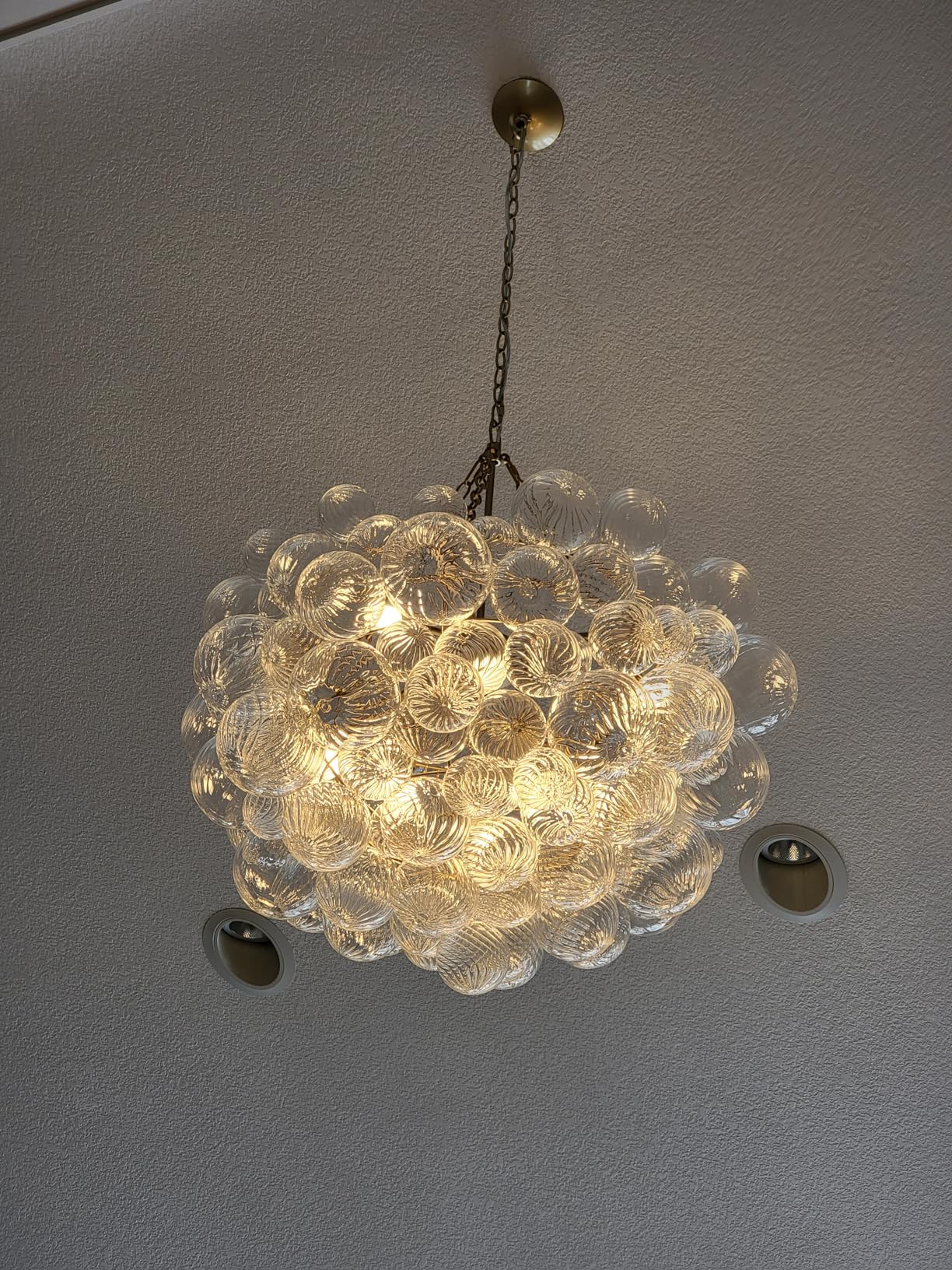 Modern Glass Bubbles Chandelier Talia Style Ribbed Clear Glass Ball review Jennifer Colby