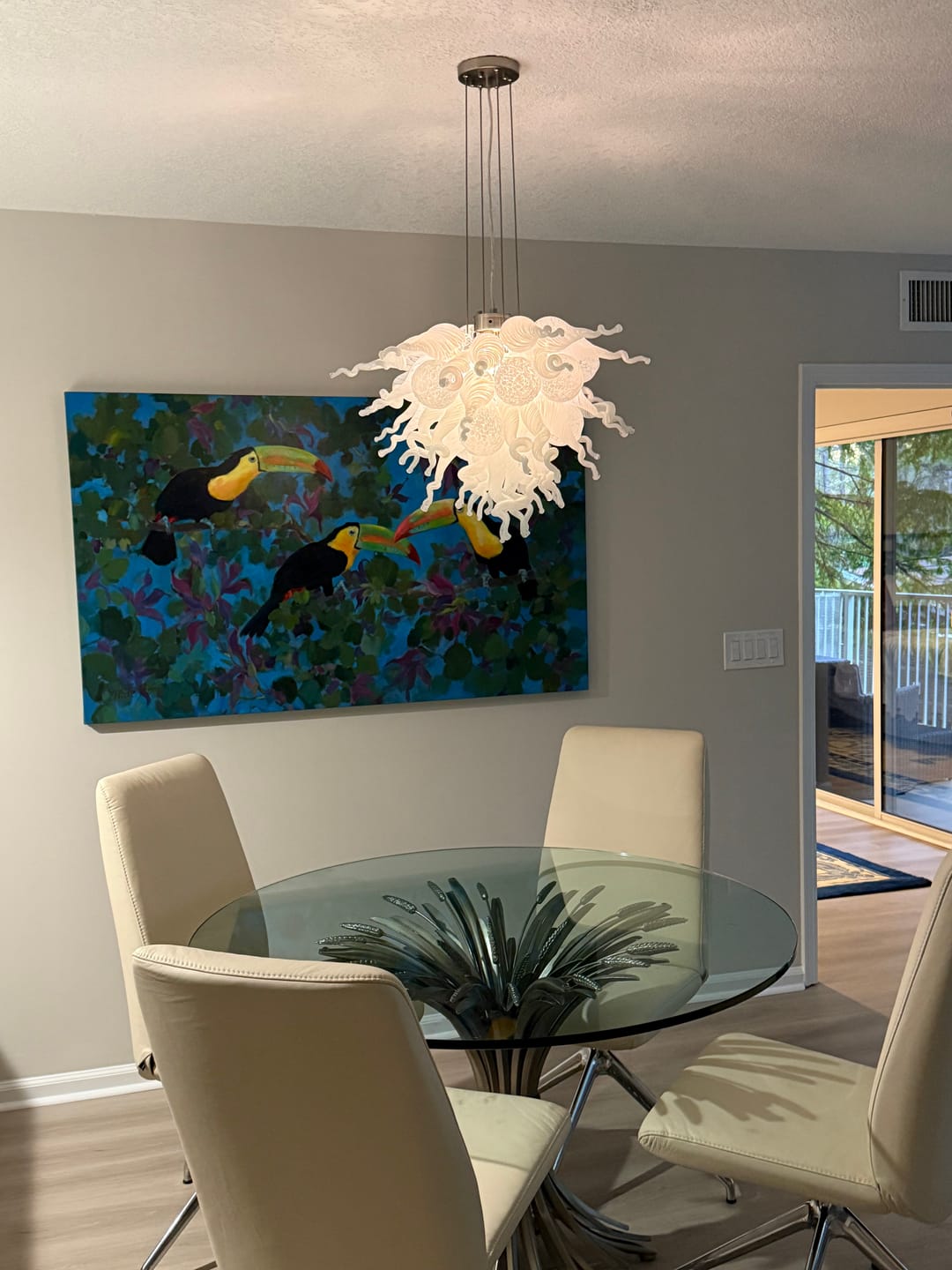 Hand Blown Glass Chandelier Chihuly Style Chandelier For Sale (White) review anyssagrant 00