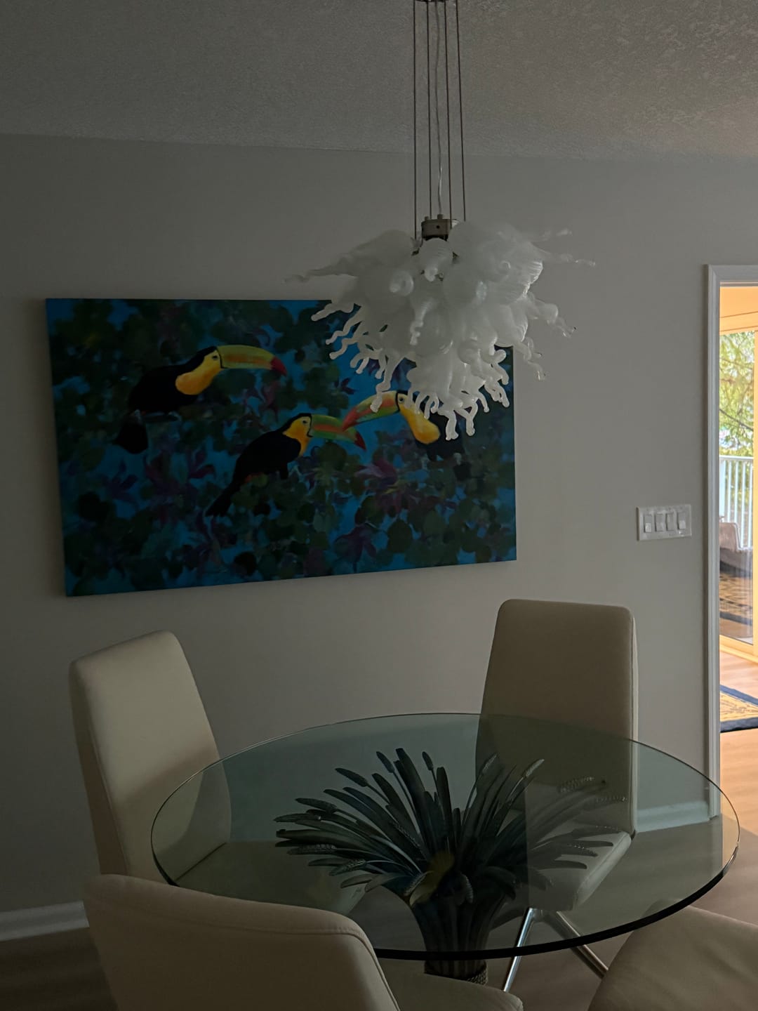 Hand Blown Glass Chandelier Chihuly Style Chandelier For Sale (White) review anyssagrant 01