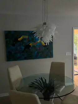 Hand Blown Glass Chandelier Chihuly Style Chandelier For Sale (White) review anyssagrant 02