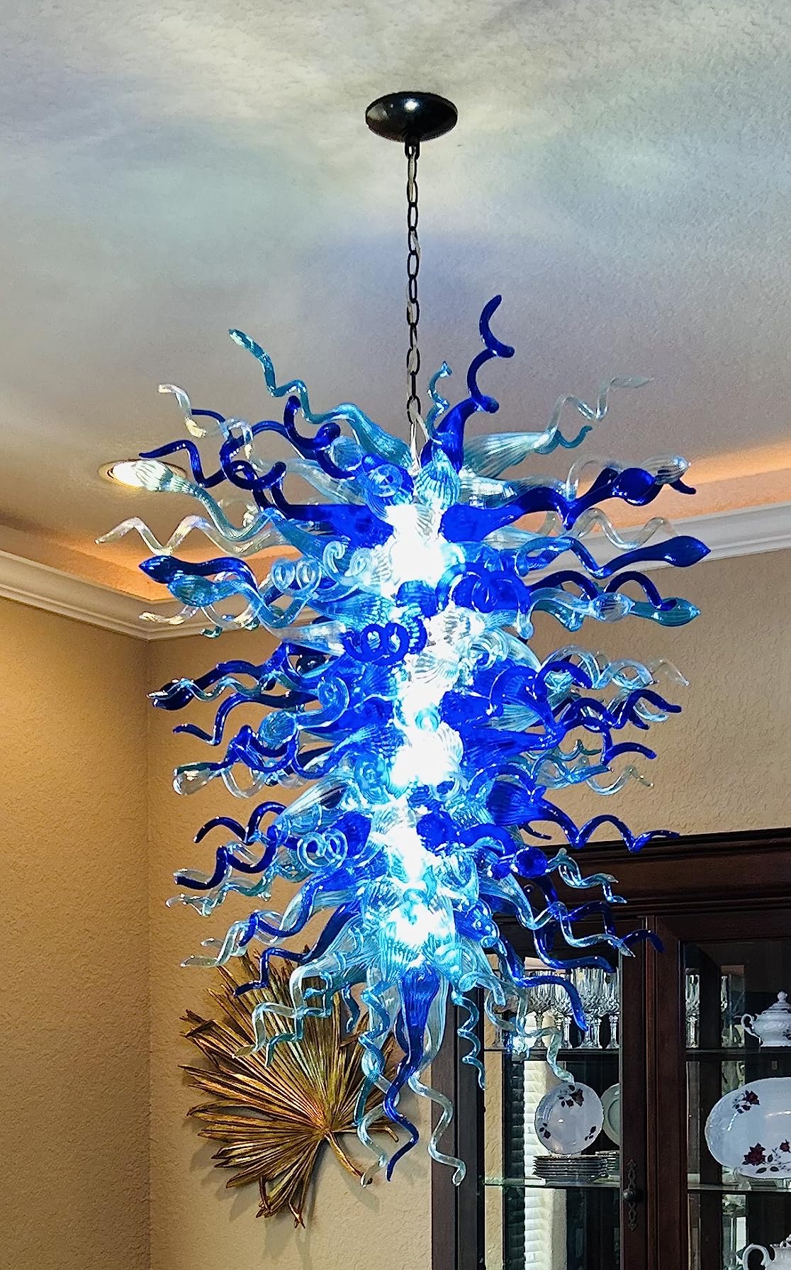Large Modern Chandeliers For High Ceilings  Chihuly Style Chandelier (Blue) review Nathan