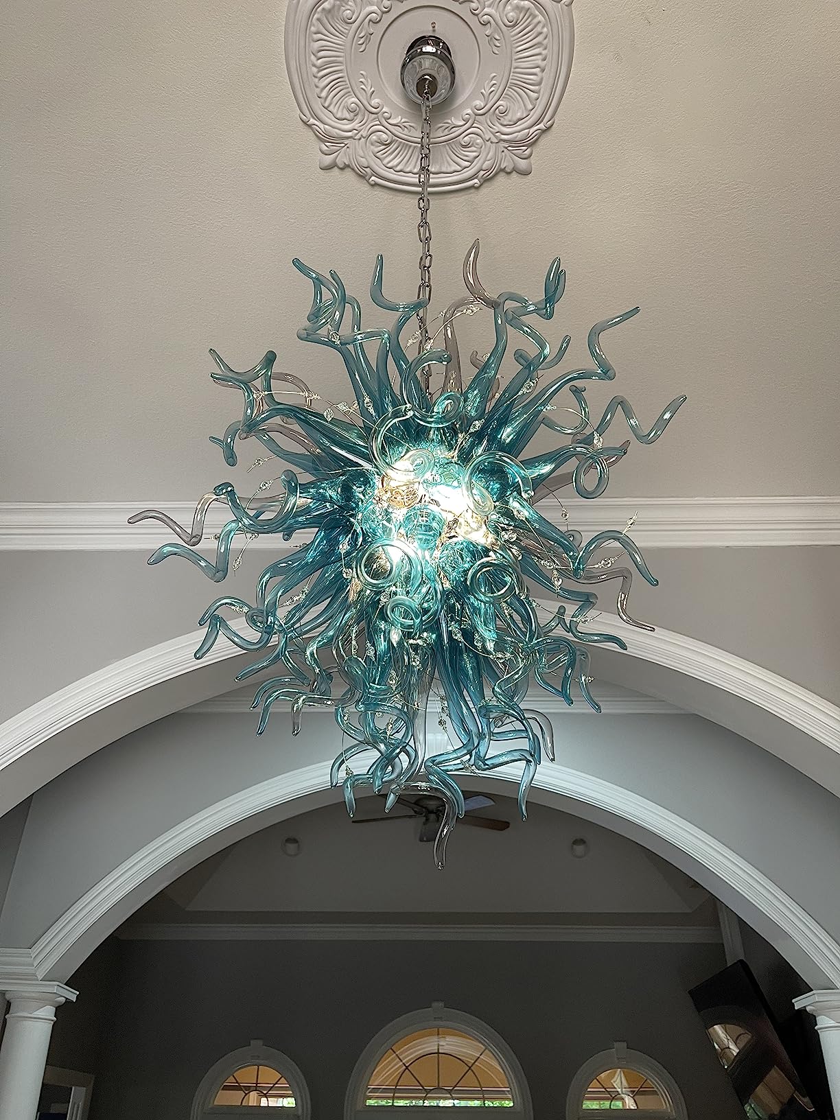 Chihuly Style Chandeliers(Blue to Clear Ombré)(3 Size) review Brandon