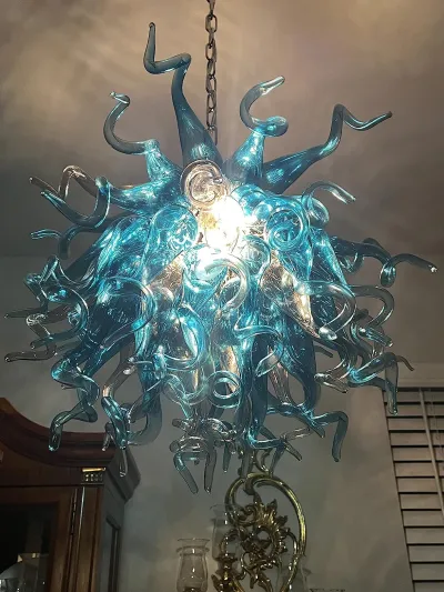 Chihuly Style Chandeliers(Blue to Clear Ombré)(3 Size) review Caroline Morris