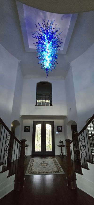 Large Modern Chandeliers For High Ceilings  Chihuly Style Chandelier (Blue) review kalbilim 00