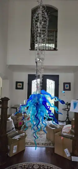 Large Modern Chandeliers For High Ceilings  Chihuly Style Chandelier (Blue) review kalbilim 04