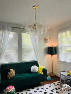Modern Bubbles Chandelier Ribbed Blown Glass review Nadia Mariainteriors
