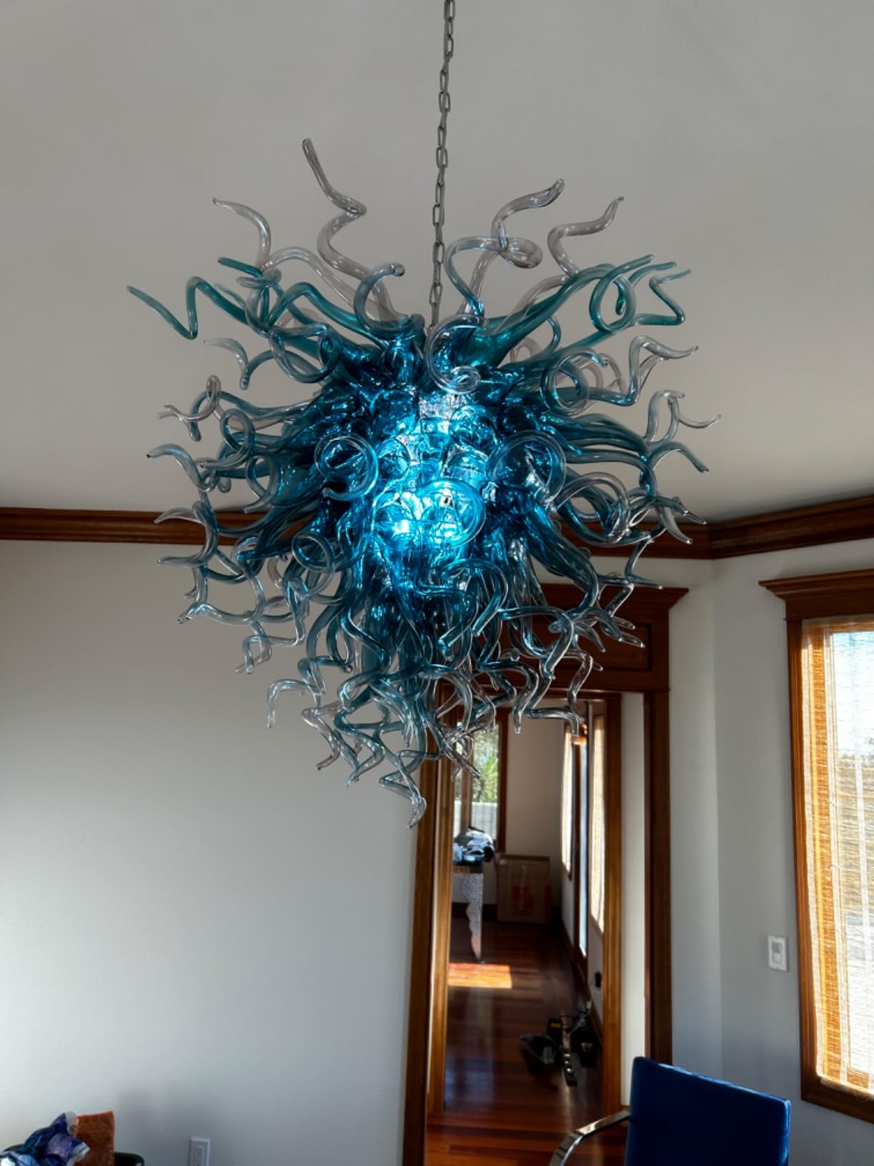 Chihuly Style Chandeliers(Blue to Clear Ombré)(3 Size) review Suzanne Tapia 01