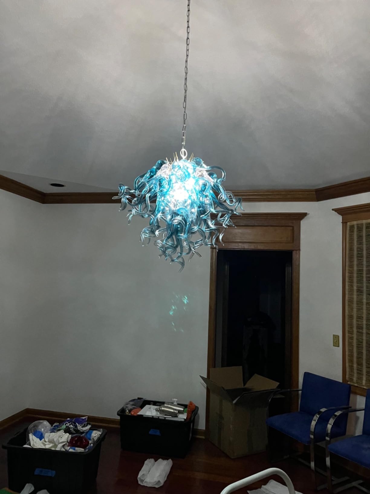 Chihuly Style Chandeliers(Blue to Clear Ombré)(3 Size) review Suzanne Tapia 03