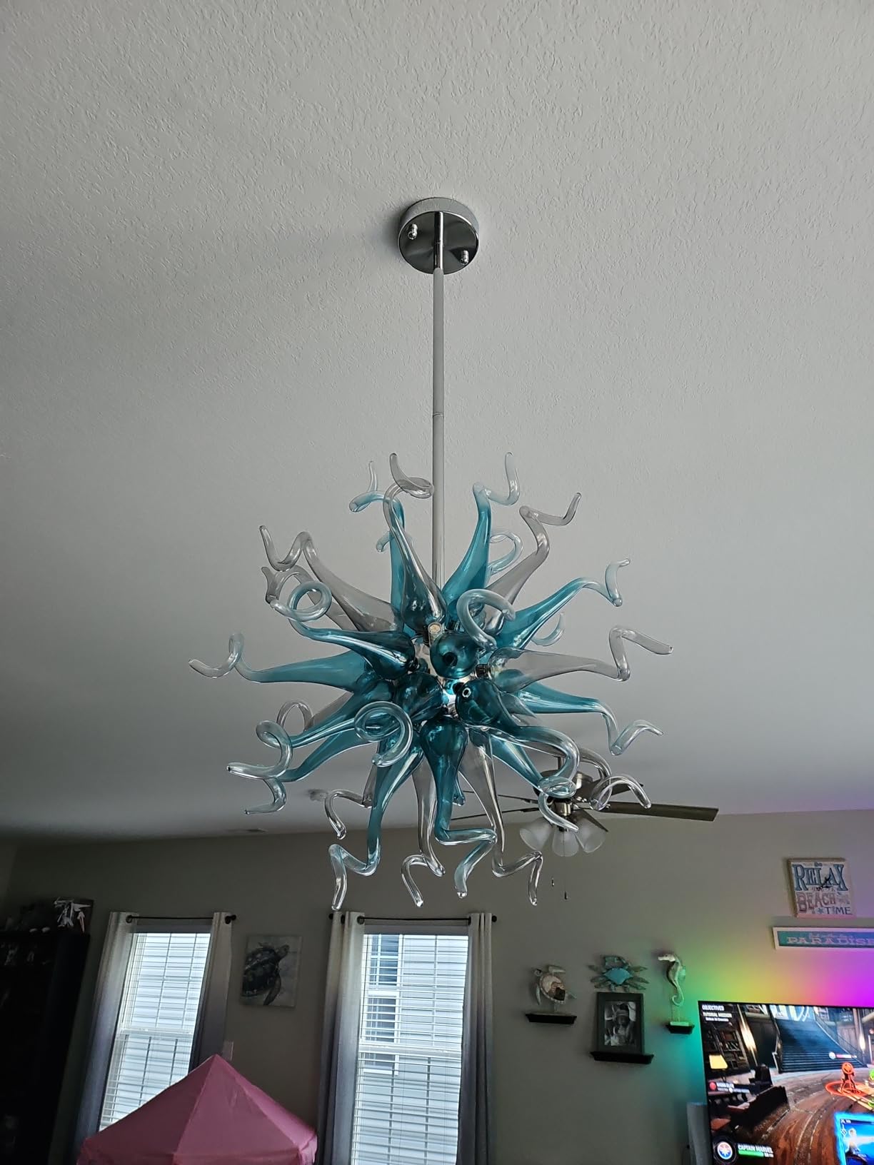 Chihuly Style Chandeliers Sputnik Pendant Light  (Blue And Grey) review Joanie Pereira 01