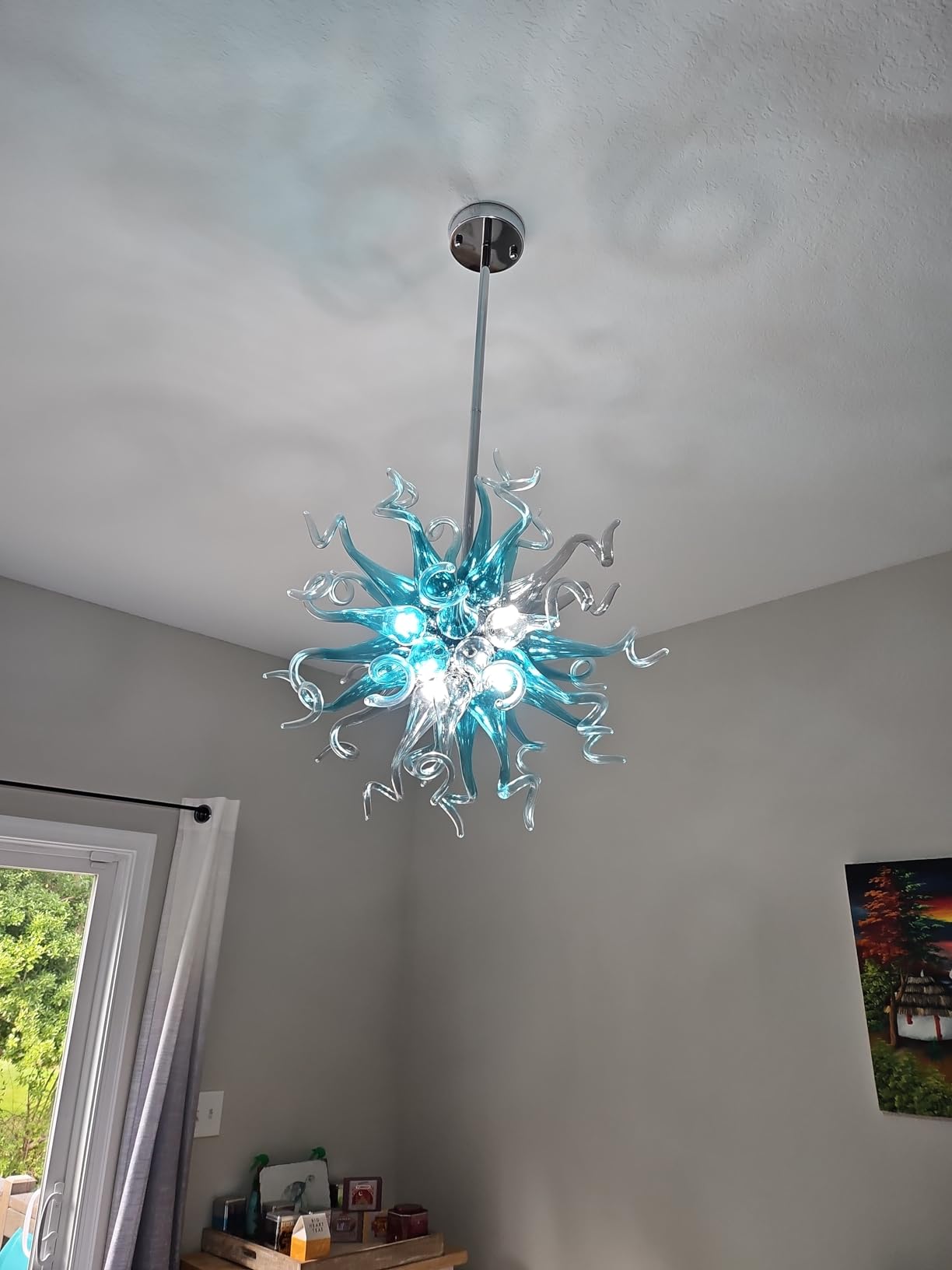 Chihuly Style Chandeliers Sputnik Pendant Light  (Blue And Grey) review Joanie Pereira 02