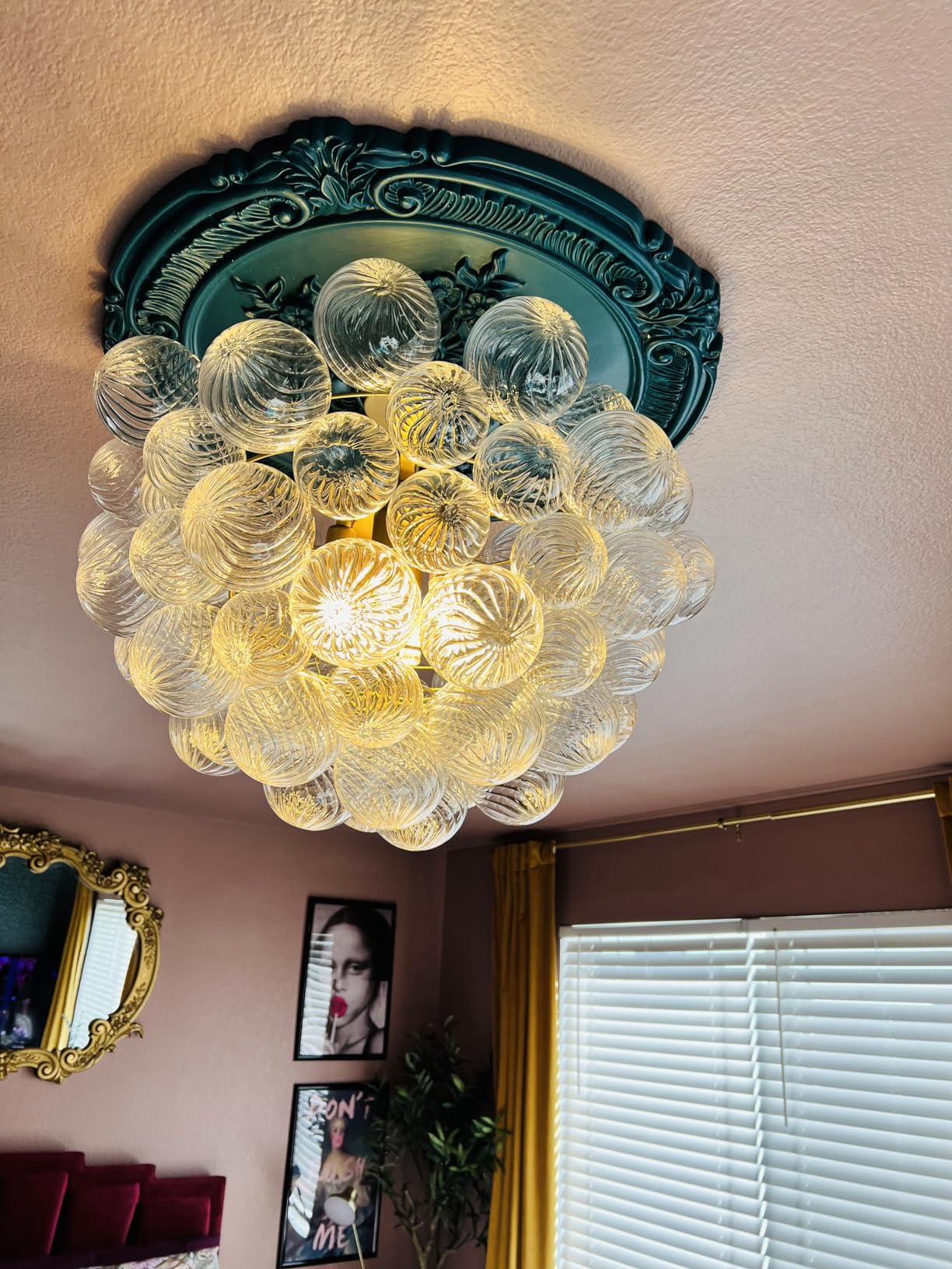 Bubble Glass Ceiling Light Talia Style Brass Finish review kelly 00