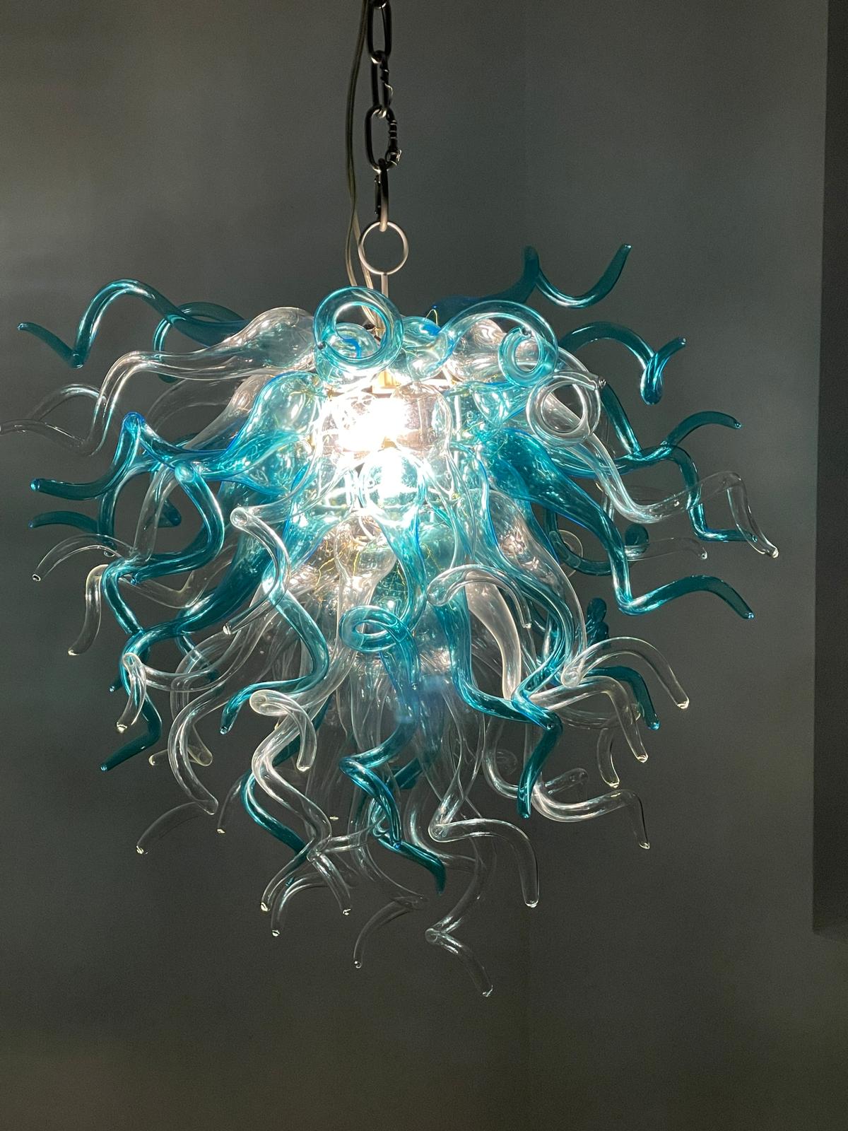 Chihuly Style Chandeliers(Blue to Clear Ombré)(3 Size) review Apala 01