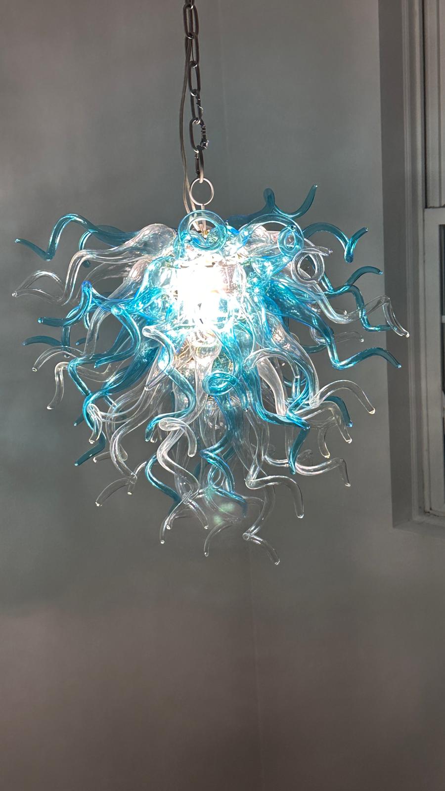 Chihuly Style Chandeliers(Blue to Clear Ombré)(3 Size) review Apala 00
