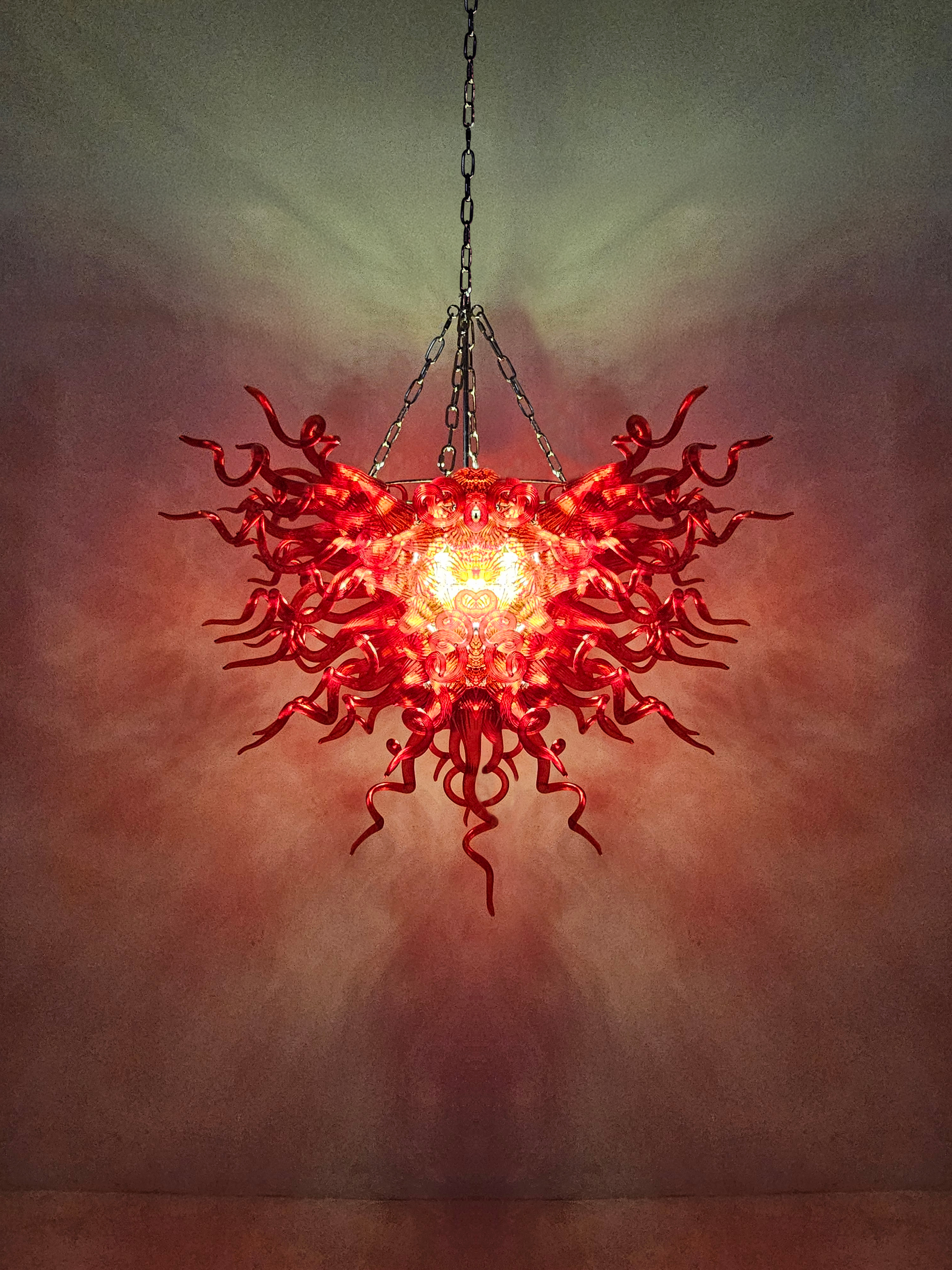 Chihuly Style Chandelier Hand Blown Glass Chandelier (Dark Red)  review Jason 02