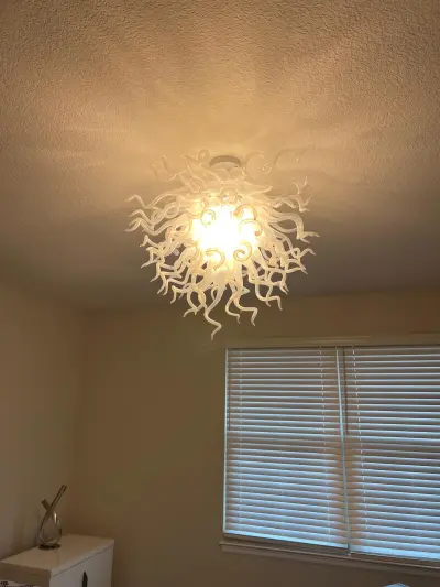 Chihuly Style Chandelier Blown Glass Light Fixtures (Clear White)  review Regina 00