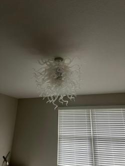 Chihuly Style Chandelier Blown Glass Light Fixtures (Clear White)  review Regina 02