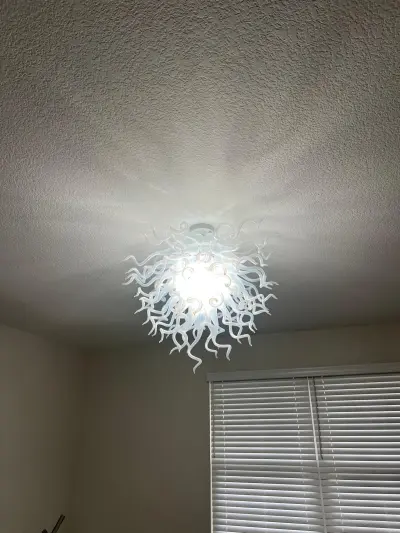 Chihuly Style Chandelier Blown Glass Light Fixtures (Clear White)  review Regina 03
