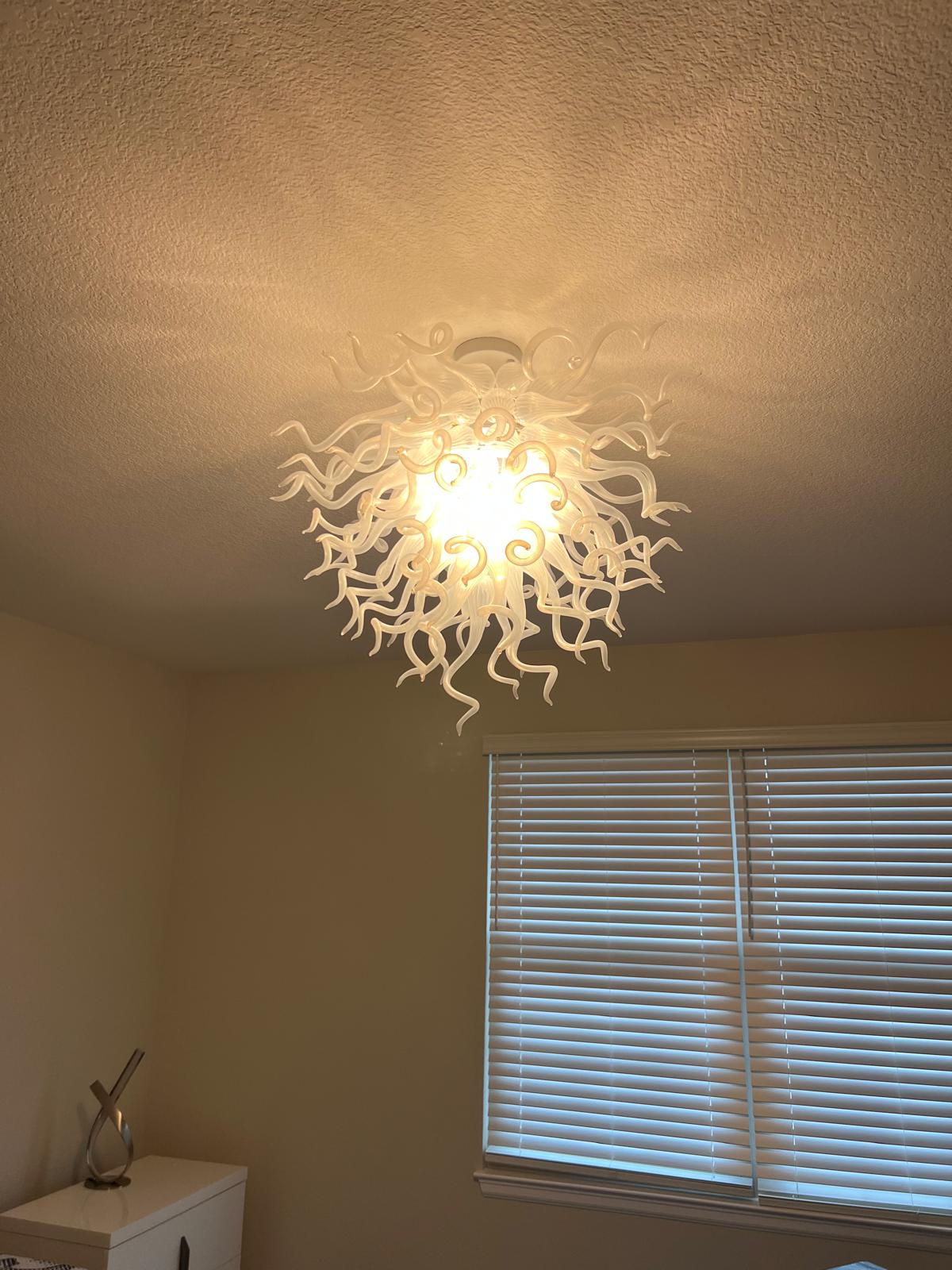 Chihuly Style Chandelier Blown Glass Light Fixtures (Clear White)  review Regina 00