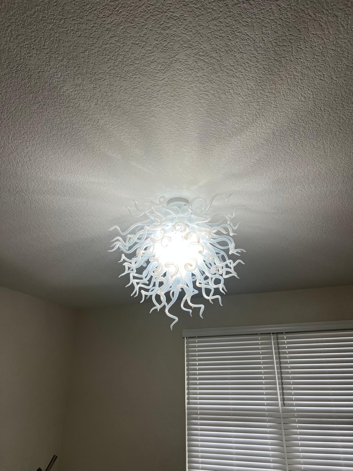 Chihuly Style Chandelier Blown Glass Light Fixtures (Clear White)  review Regina 01