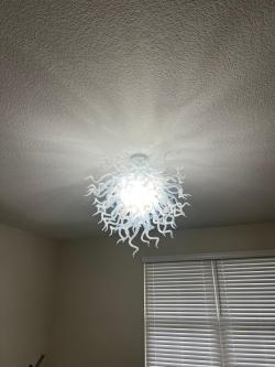 Chihuly Style Chandelier Blown Glass Light Fixtures (Clear White)  review Regina 02