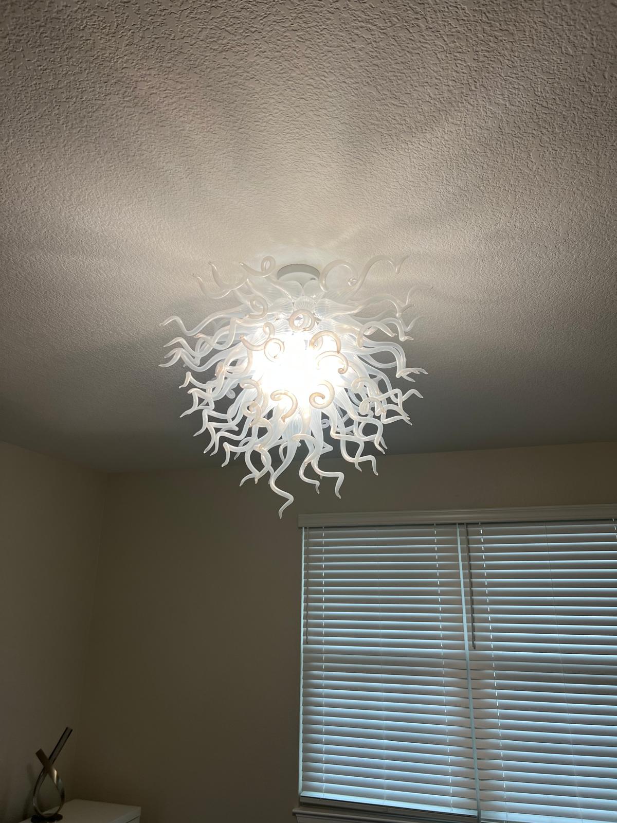 Chihuly Style Chandelier Blown Glass Light Fixtures (Clear White)  review Regina 02