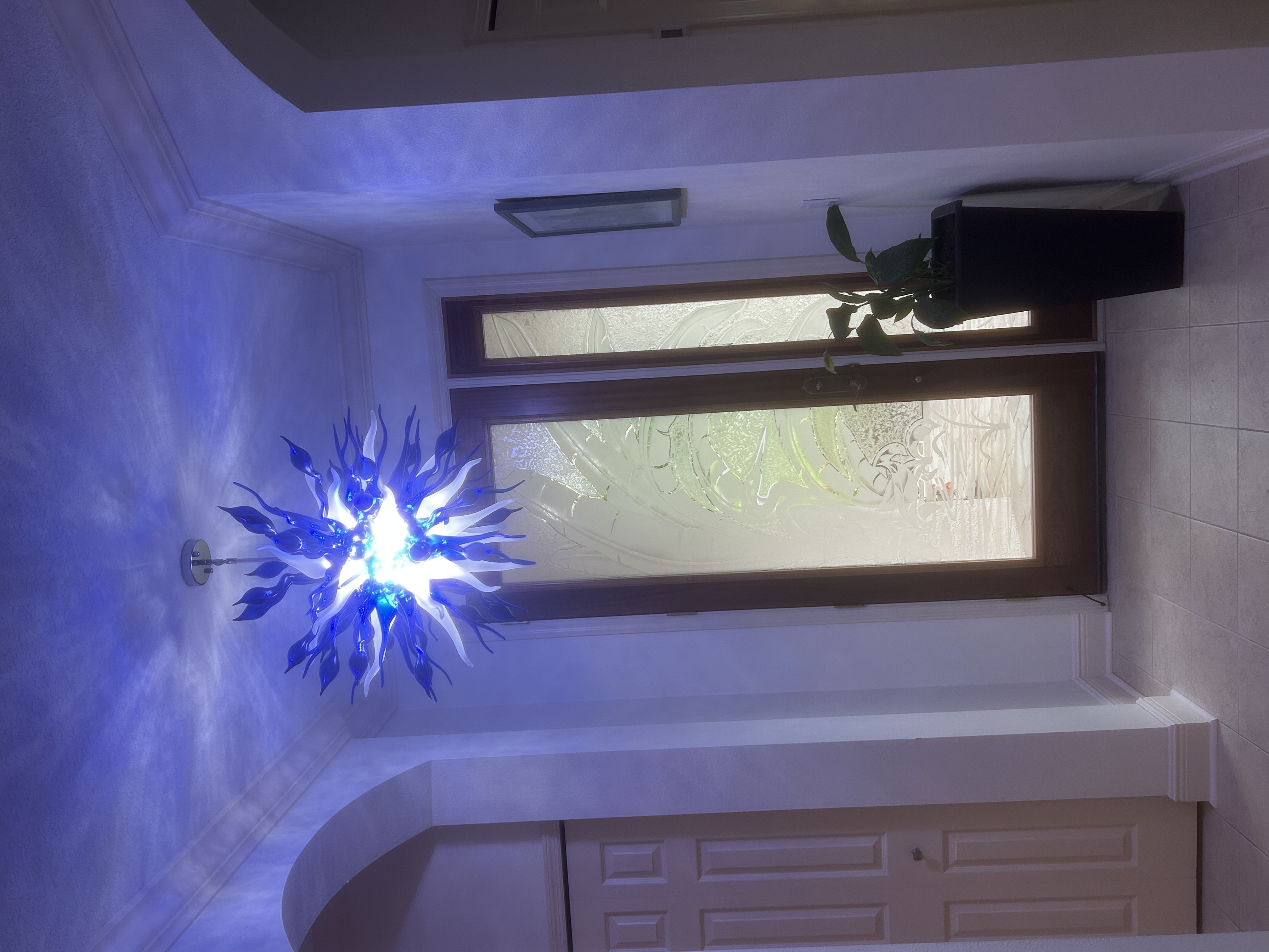 Chihuly Style Chandelier Hand Blown Glass Chandelier (Deep Blue And Frosted White Colors) review Lisamare 02