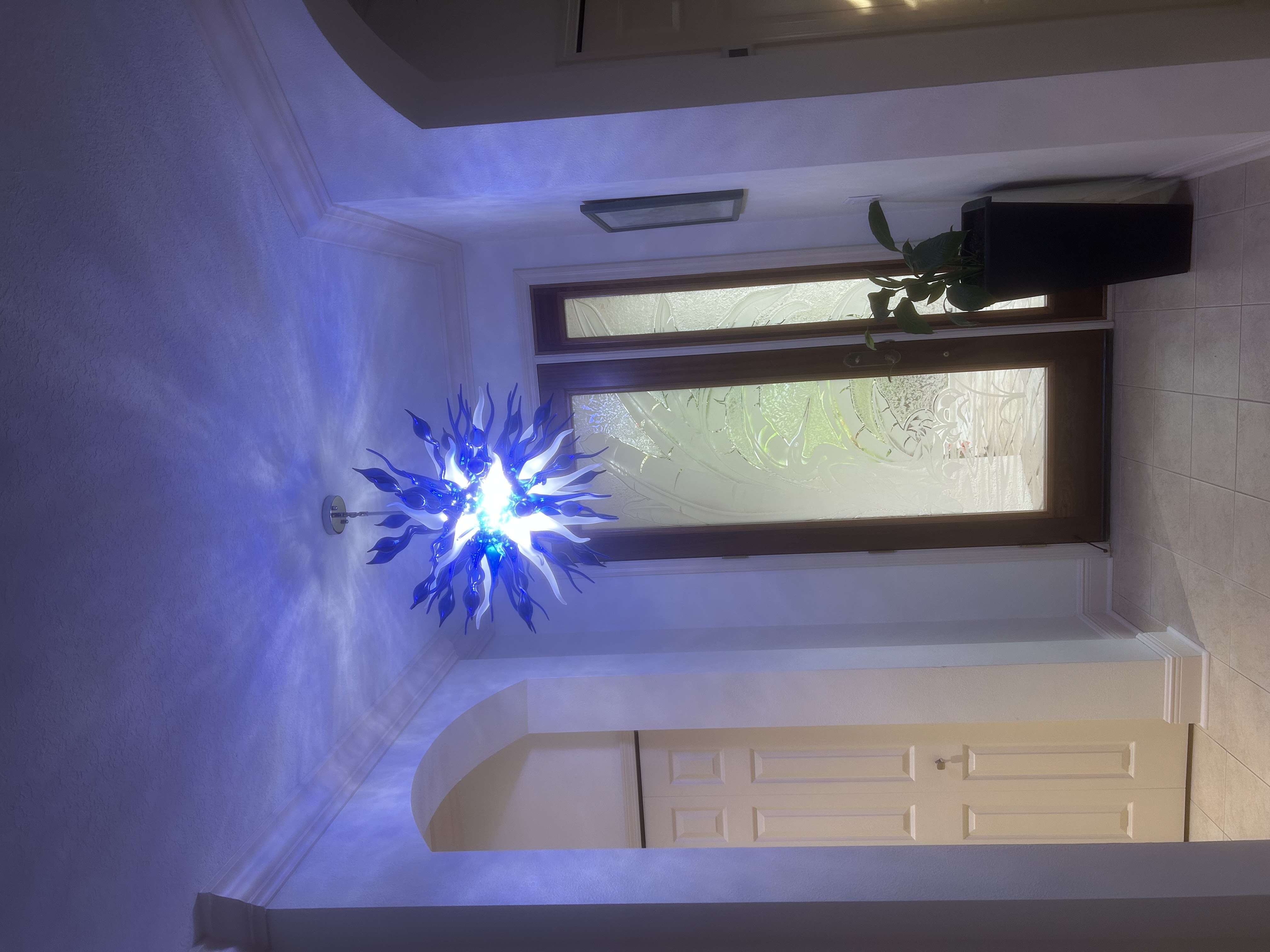 Chihuly Style Chandelier Hand Blown Glass Chandelier (Deep Blue And Frosted White Colors) review Lisamare 01