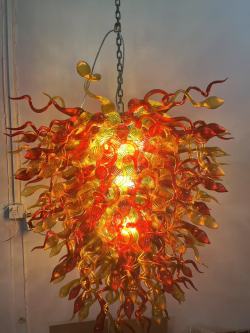 Hand Blown Glass Chandelier Chihuly Style Chandelier For Sale (Amber And Red) review CARE 06