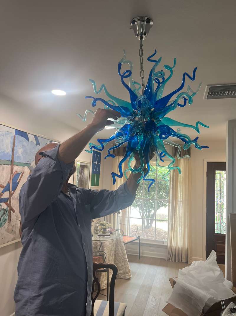 Chihuly Style Chandeliers Sputnik Pendant Light (Light Azure And Blue ) review Chloe 01