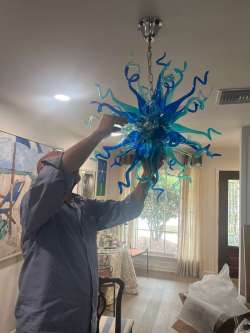 Chihuly Style Chandeliers Sputnik Pendant Light (Light Azure And Blue ) review Chloe 02
