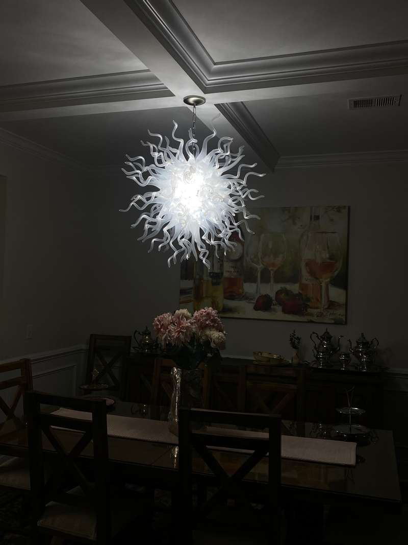 Chihuly Style Chandelier Hand Blown Glass Chandelier (Clear) review Arthur 00