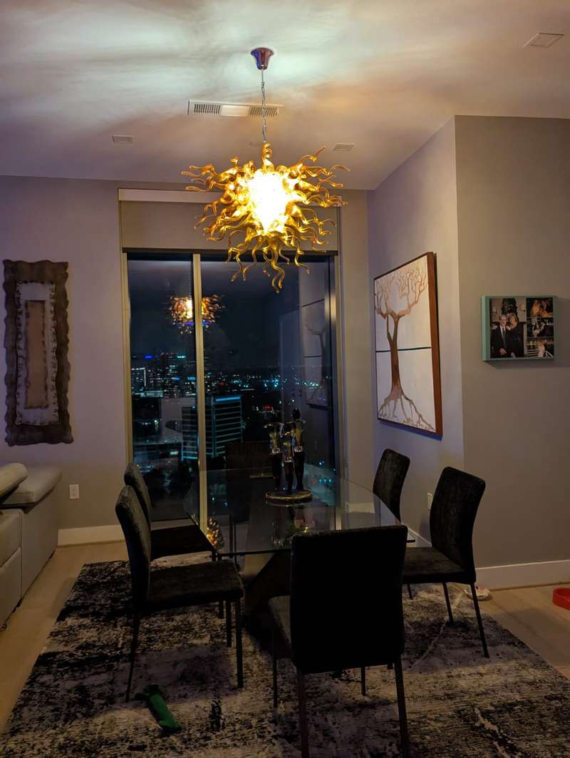 Murano Glass Light Pendant Chihuly Style Chandelier (Gold) review Kim 00