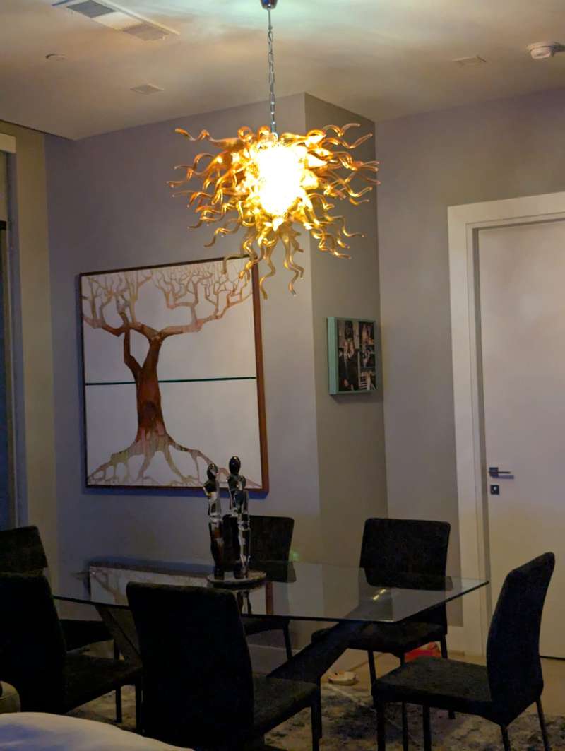 Murano Glass Light Pendant Chihuly Style Chandelier (Gold) review Kim 01