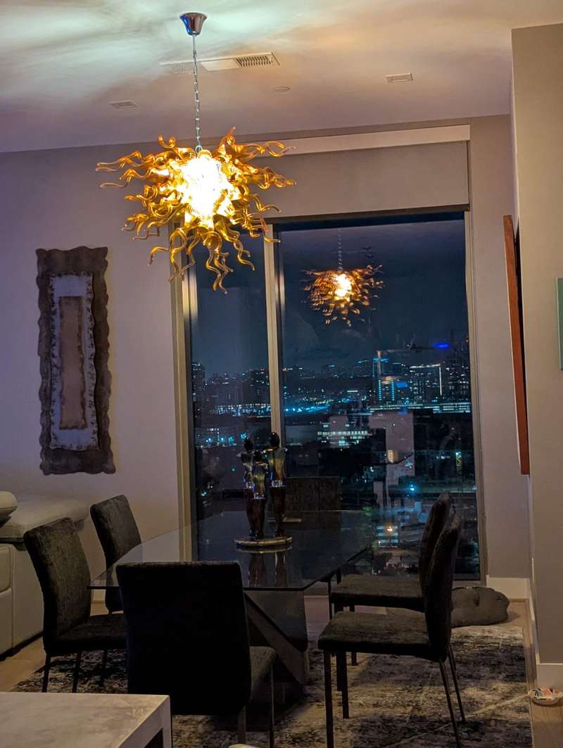 Murano Glass Light Pendant Chihuly Style Chandelier (Gold) review Kim 02