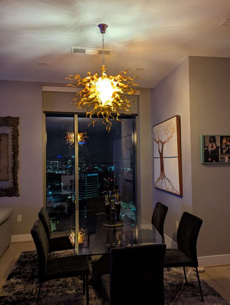 Murano Glass Light Pendant Chihuly Style Chandelier (Gold) review Kim 03