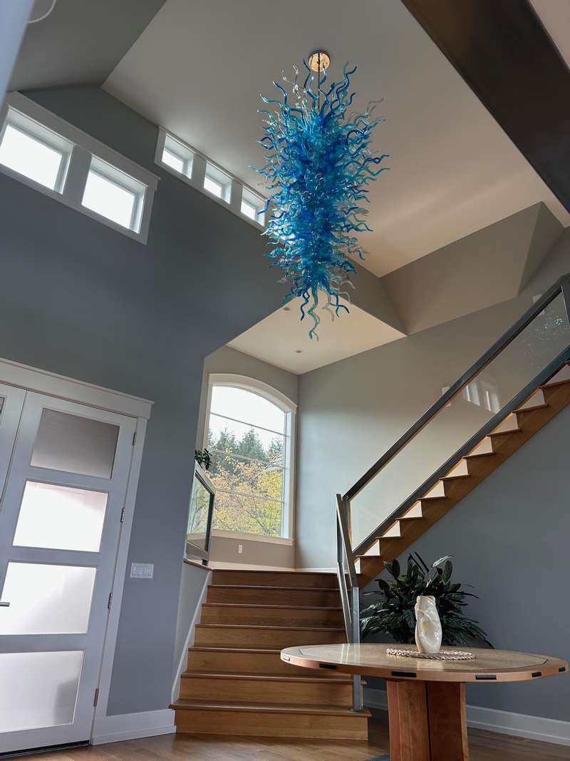 Large Modern Chandeliers For High Ceilings  Chihuly Style Chandelier (Blue) review Nina 00