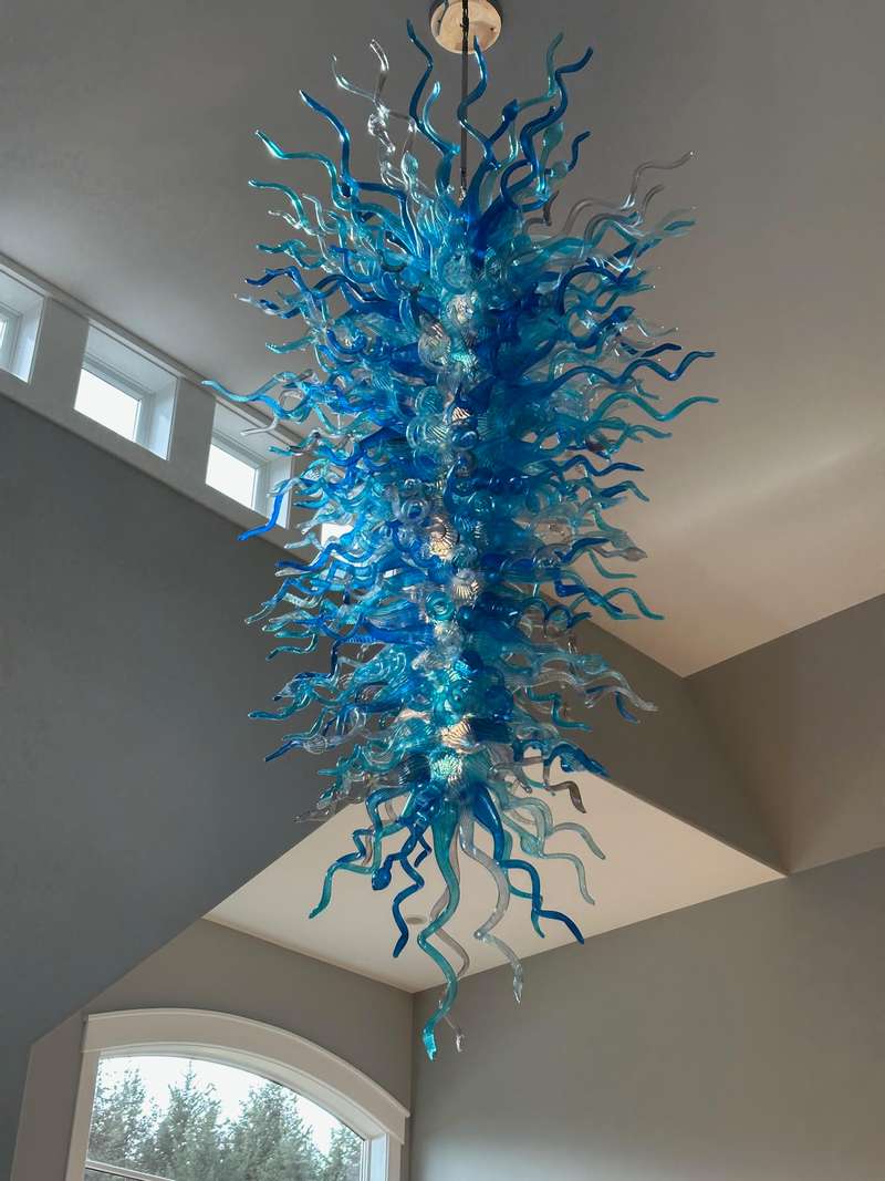 Large Modern Chandeliers For High Ceilings  Chihuly Style Chandelier (Blue) review Nina 01