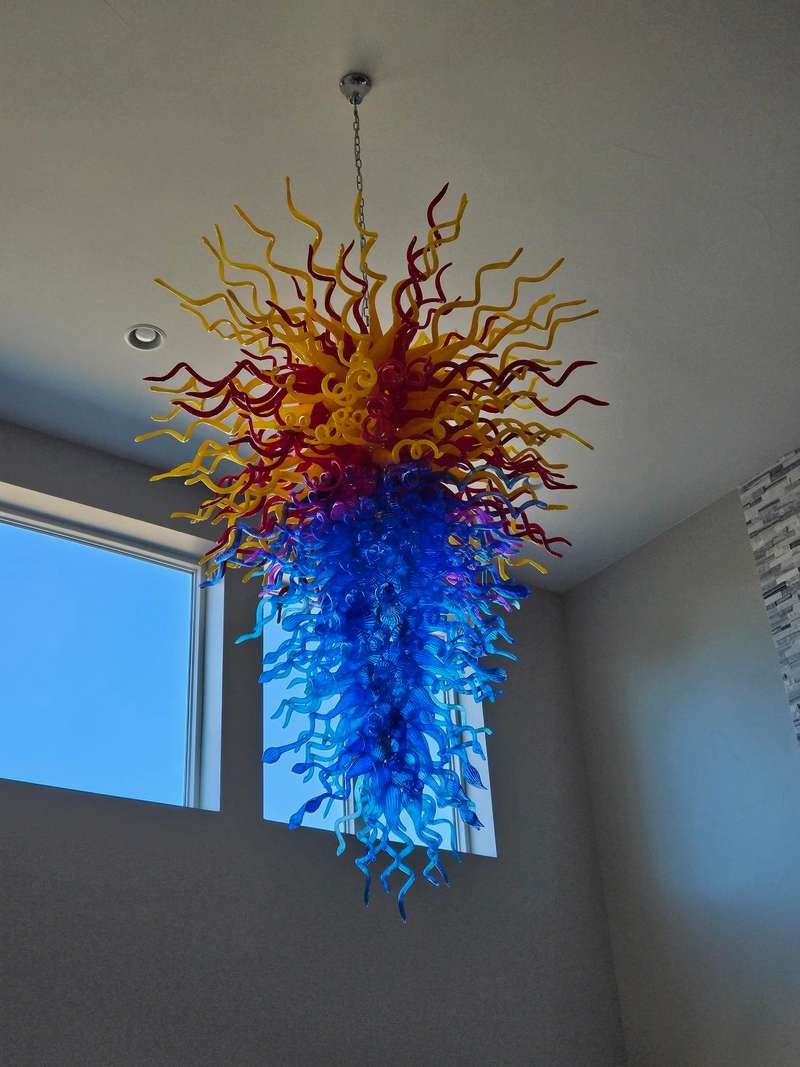 Long Chandelier For Staircase Chihuly Style Chandelier (Multi Colors) review Luka 00