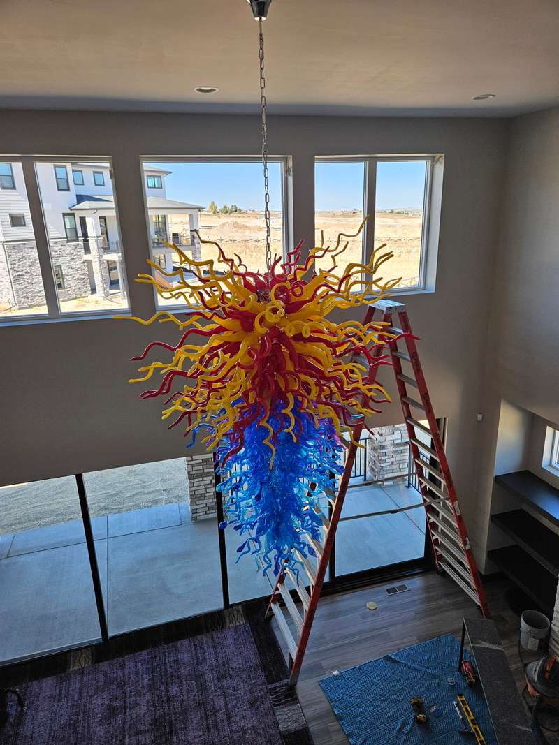 Long Chandelier For Staircase Chihuly Style Chandelier (Multi Colors) review Luka 01