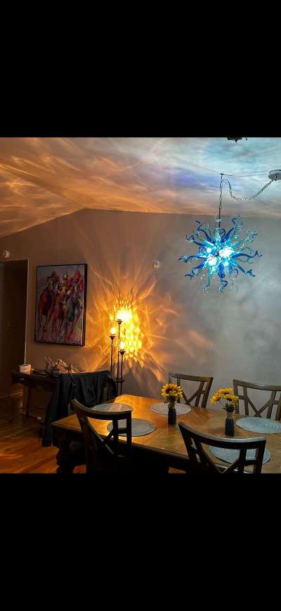 Chihuly Style Chandeliers Sputnik Pendant Light (Light Azure And Blue ) review Mary 02